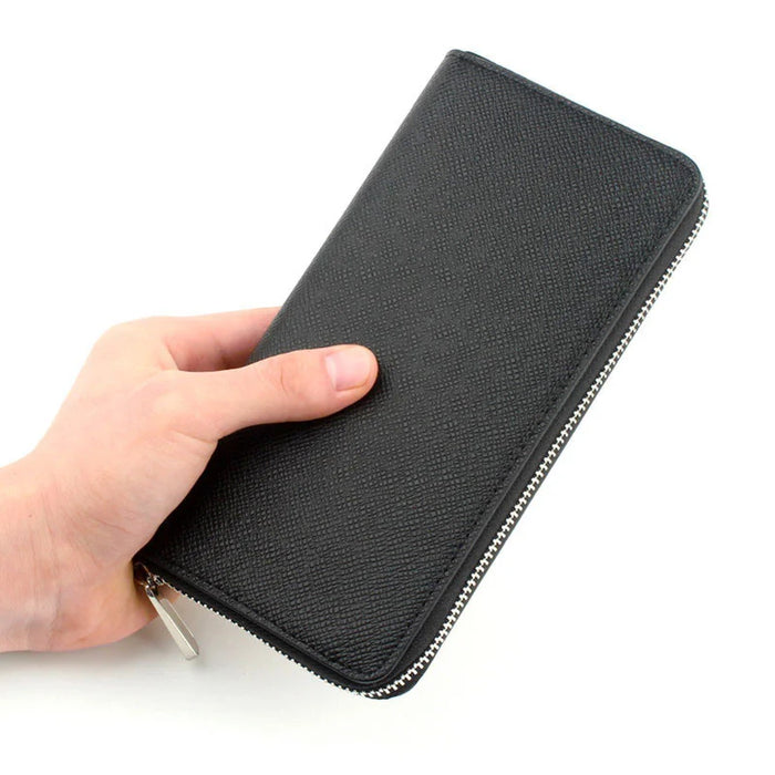 Custom Initial Letters Genuine Saffiano Leather Unisex Long Wallet Purse