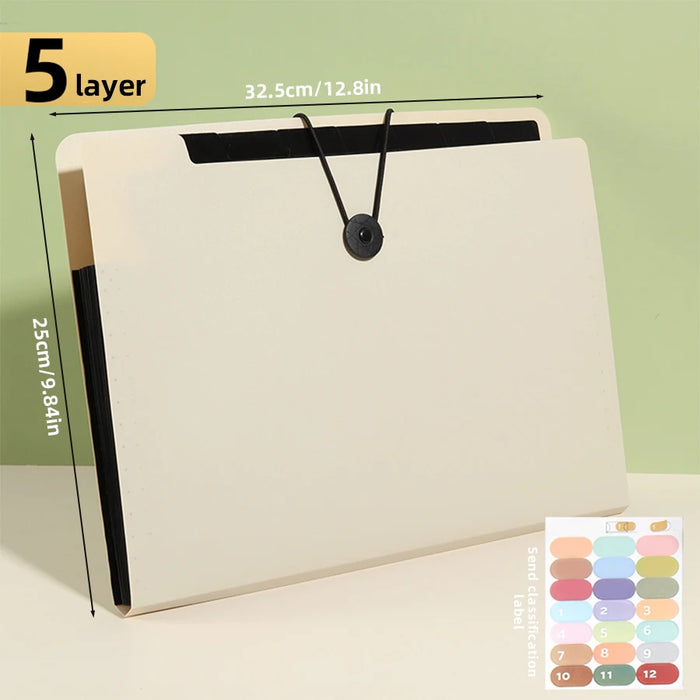 Three Colors Horizontal A4 Folder Students Office Business Trip Multi-layer Large Capacity 5/8/13 Layers Storage Organ Bag