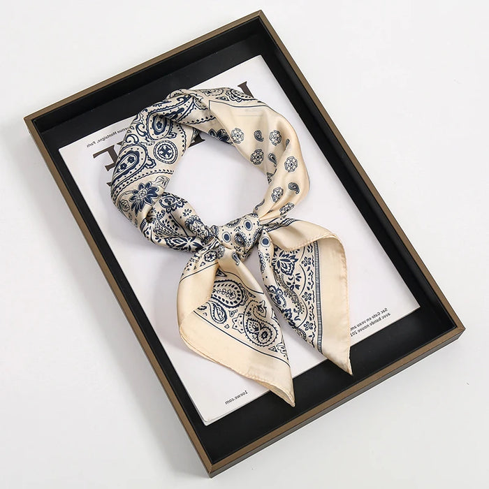 2024 Luxury Square Silk Scarf for Women Hijab Hair Bands Neckerchief Female Satin Shawl Ribbon Headband Fashion Wraps Bandana