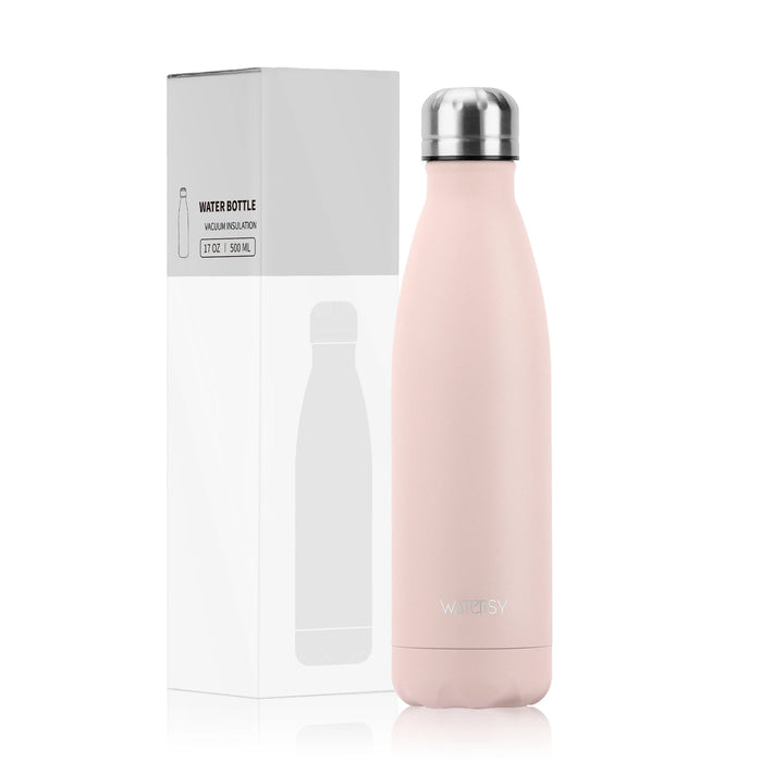 WATERSY 500ml Insulated Water Bottle, Stainless Steel Thermal Leakproof Flask, BPA-Free Double Walled Vacuum Bottle for Sports