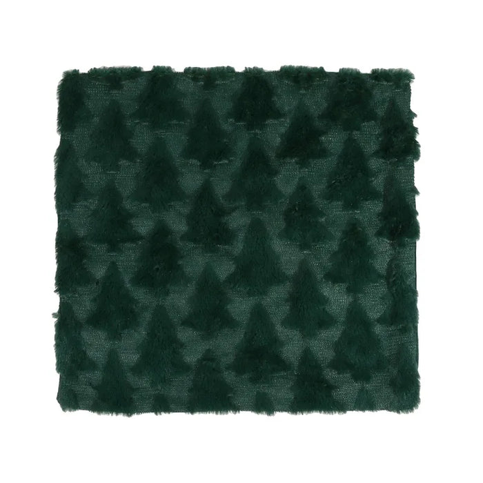 Green plush Christmas tree cushion cover