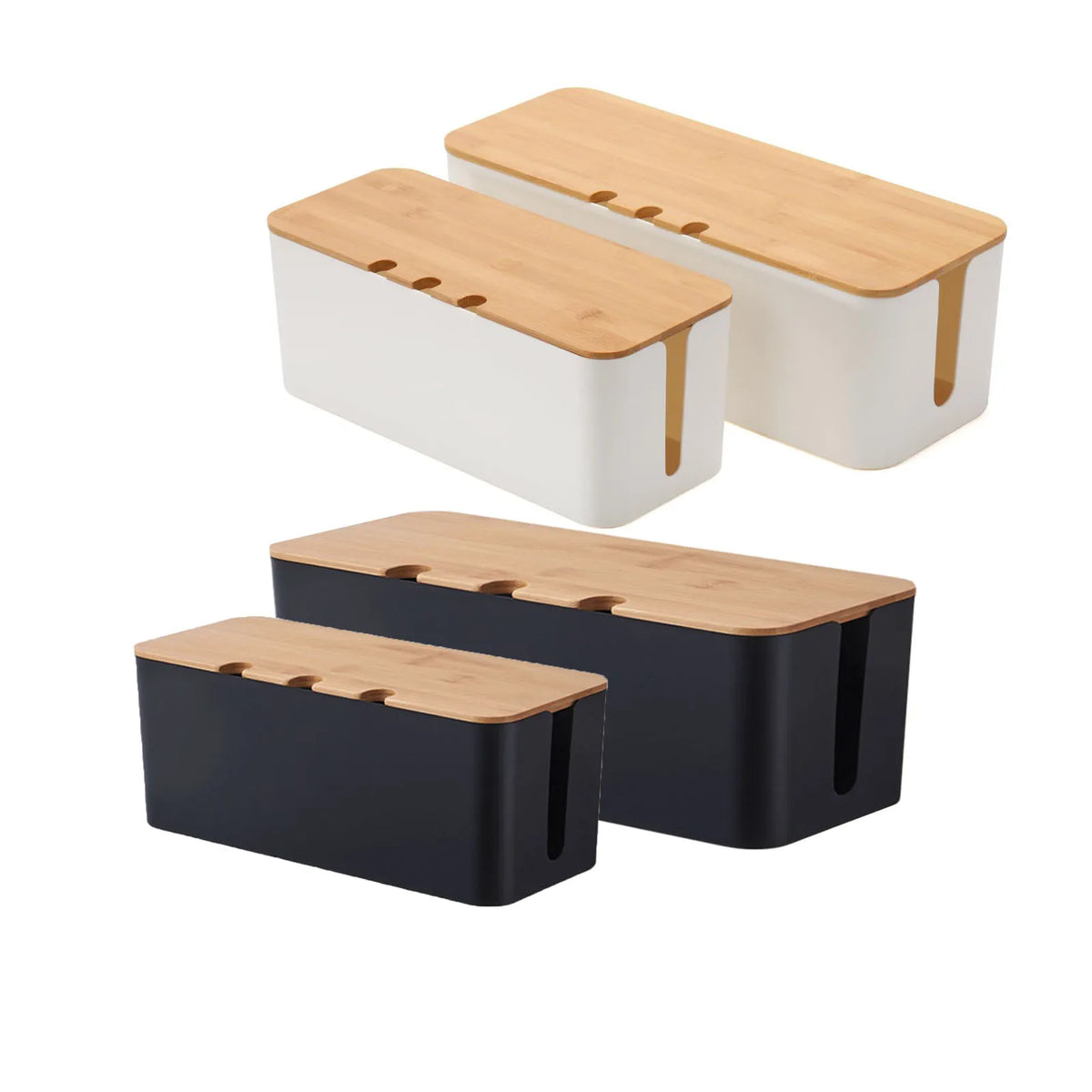 Large Cable Management Box – Wooden Style Cord Organizer and Cover for ...