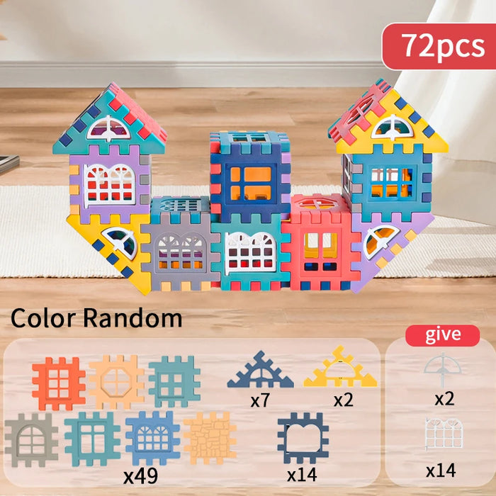 72-piece set built into a castle, with the piece count chart