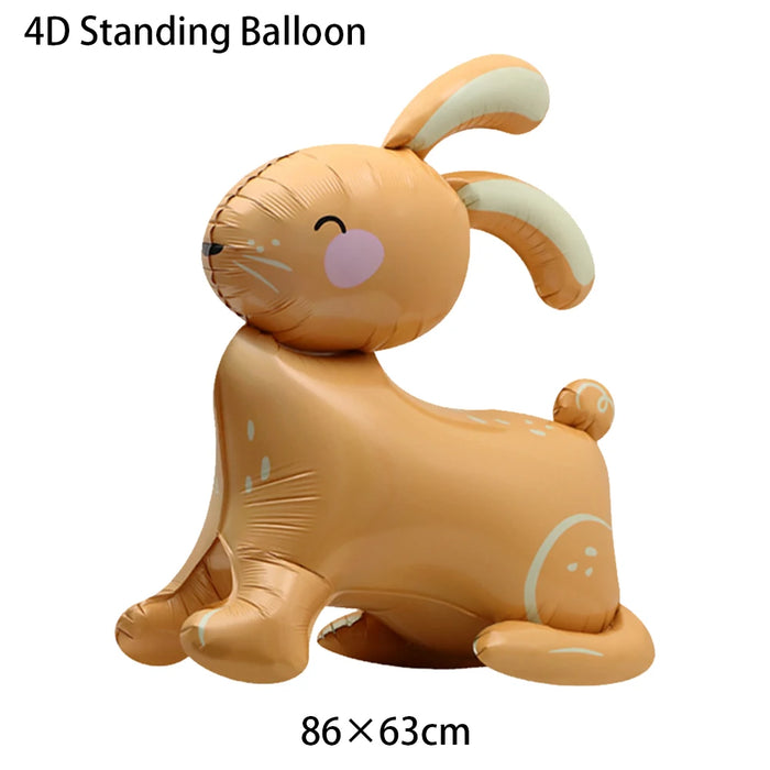4D Standing Carrot Rabbit Balloon Cute Cartoon Animal Easter Balloon Baptism Supplies Baby Shower Birthday Party Decor Kids Toys