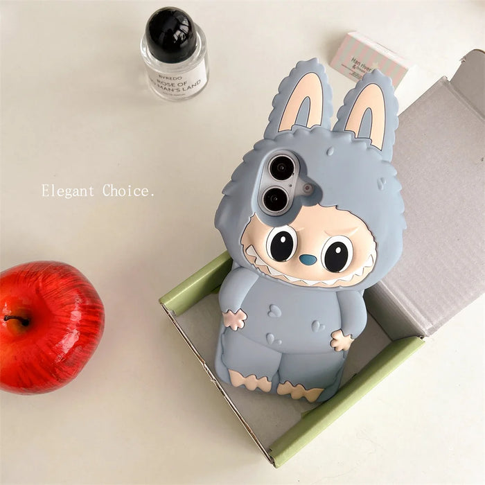 3D Cute Animal Rabbit Elf Creative Soft Silicone Phone Cases For iPhone 16 15 Pro Max 12 13 14 Plus Shockproof Cover