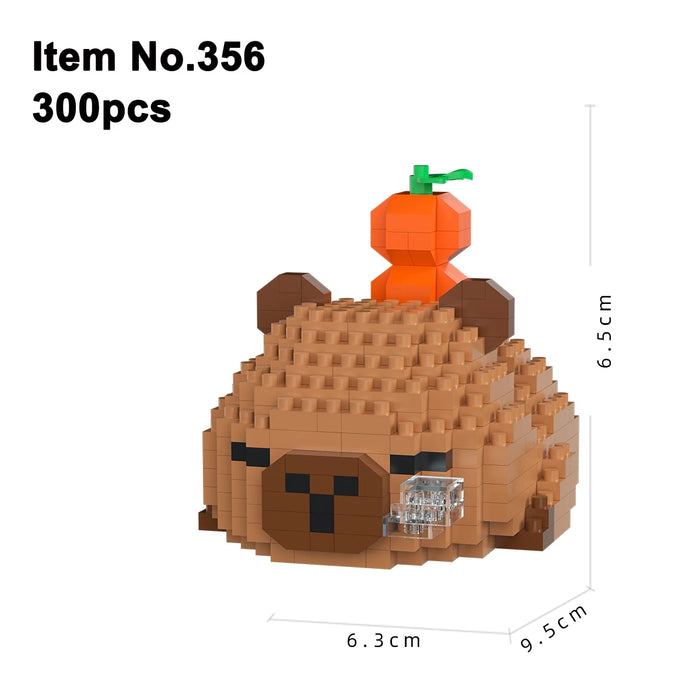 Design 356 capybara lying down with an orange, 300 pieces