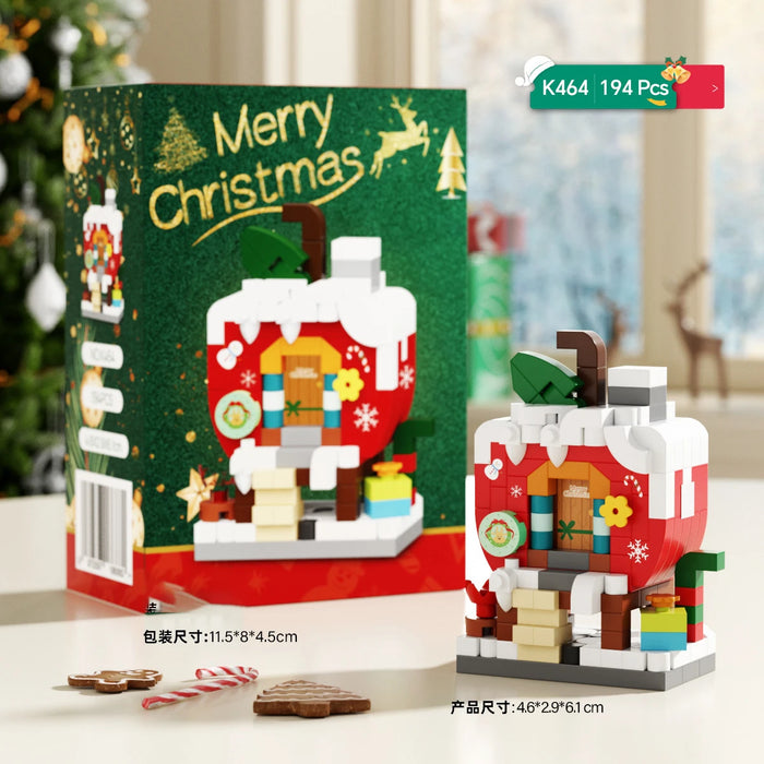 Red apple house micro block set, 194 pieces, with box