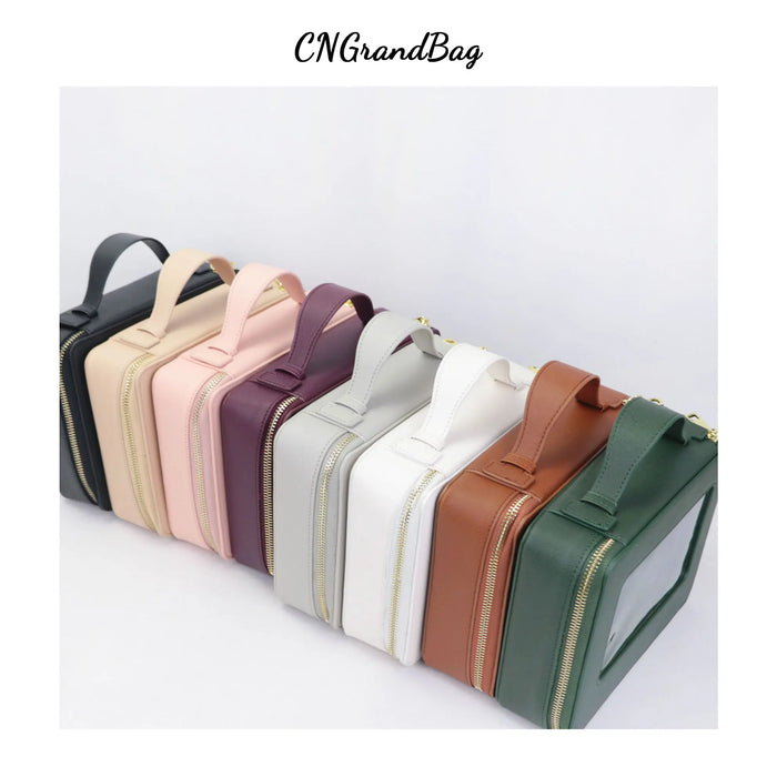 Customized Letters Transparent Makeup Bag Saffiano Portable Cosmetic Case