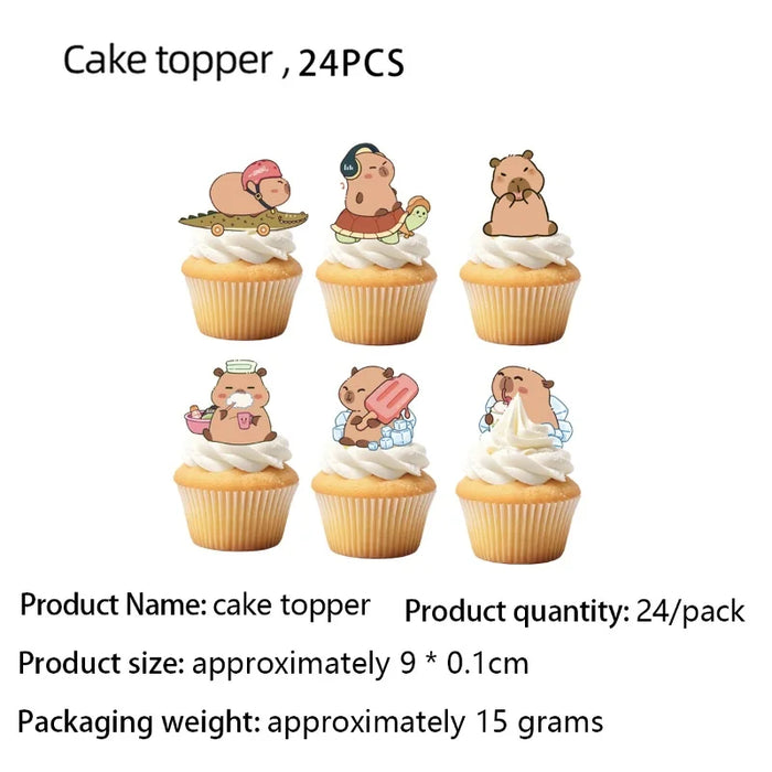 Capybara Birthday Decoration Cartoon Tableware Cups Plate Napkin Balloons Capybara Theme Birthday Party Decoration Supplies Kit