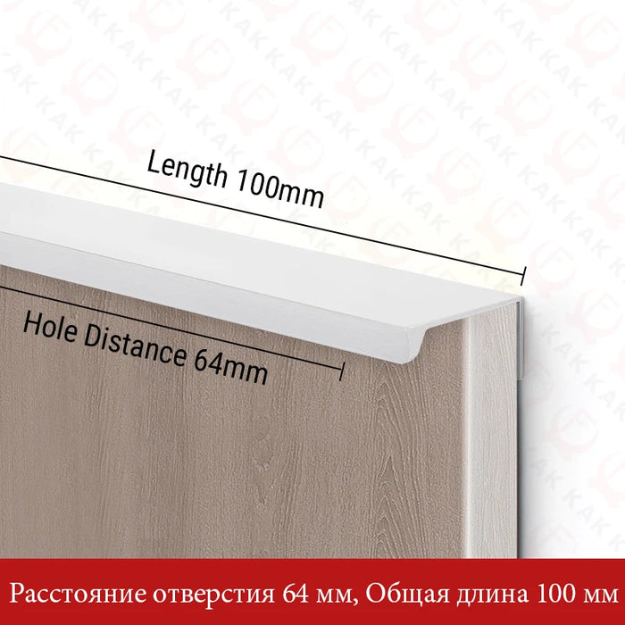 KAK Hidden Long Furniture Handles Black Kitchen Cabinet Handle Pulls Non Punched Aluminum Alloy Cupboard Door Handle Hardware