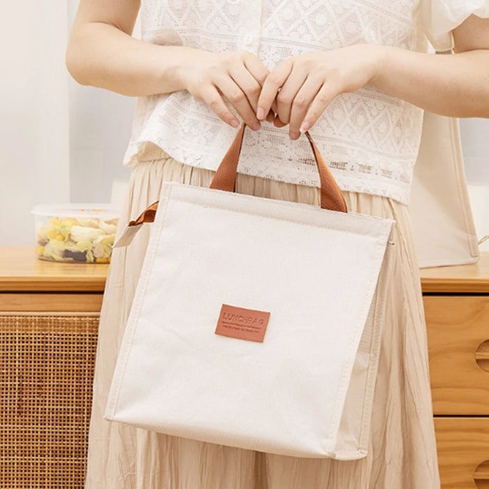 4 Shapes Insulated Thermal Large-capacity Beige Lunch Bags Girls Japanese Bento
