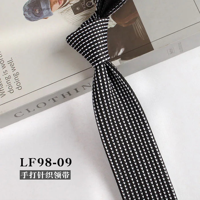 Striped Knitted Neckties For Men Narrow Retro Knitting Neck Tie Korean Style Casual Cravat Shirts Accessories Suit Neckwear