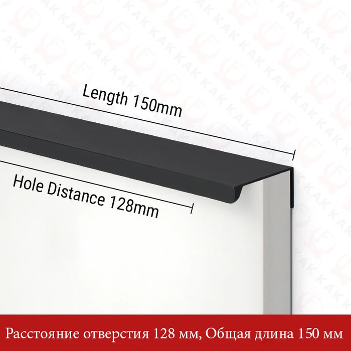 KAK Hidden Long Furniture Handles Black Kitchen Cabinet Handle Pulls Non Punched Aluminum Alloy Cupboard Door Handle Hardware