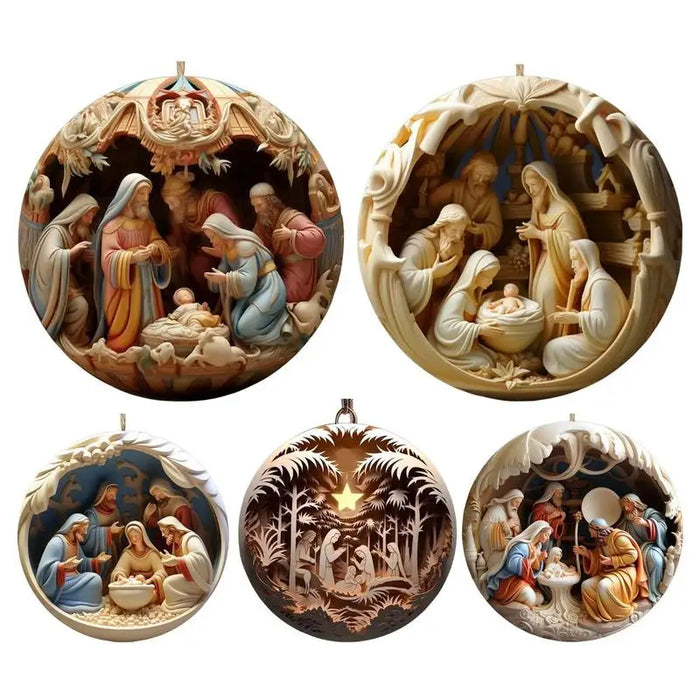 5pcs Nativity Christmas Tree Pendant Jesus Christ Hanging Ornaments