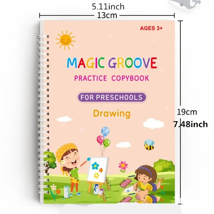 4pcs/set Reusable Children 3D Copybook for Calligraphy Numbers Handwriting Learning Math Book Writing for Kids Toys