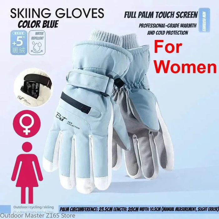 Winter Cycling Gloves Non Slip Touch Ski Gloves Snowboard Accessories Waterproof Pocket Warm Men's and Women's Thermal Gloves