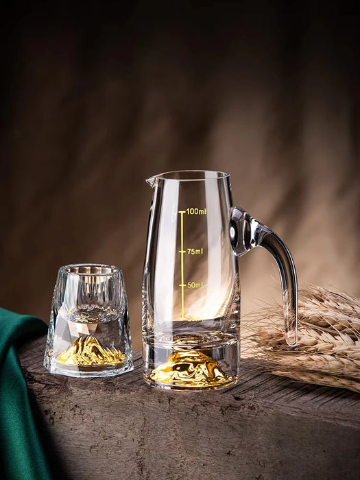Crystal Liquor Spirits Shot Glasses Gift Box Gold Mountain Thick Bottom Wine Glasses Whiskey Glass Spirits Vodka Brandy Shot Cup