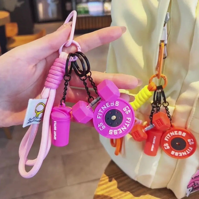 Dopamine Barbell Plates Keychain Kettlebell INS Simulation Dumbbells Keyring Detachable Creative Fitness Series Pendant Gifts