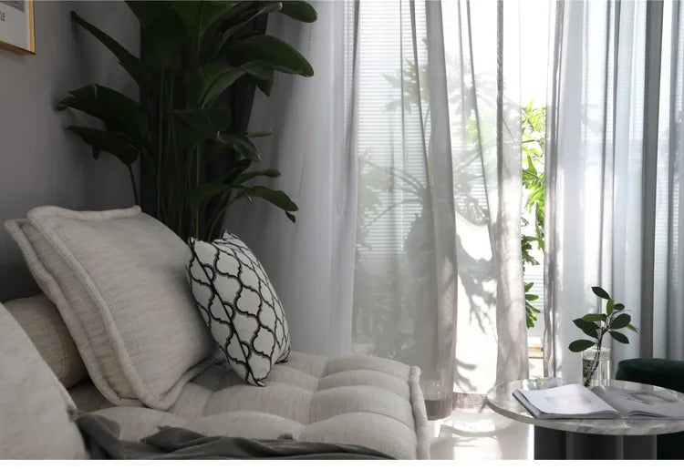 1Pc  Super Soft Chiffon White Tulle Sheer Curtains for Living Room Lining Bedroom Window Decor