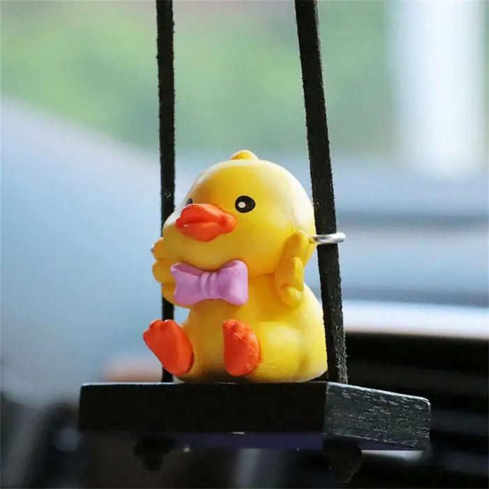 Little Yellow Duck Car Pendant Swing Auto Rearview Mirror Hanging Decorations