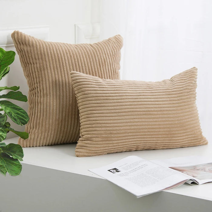 Brown corduroy cushions, square and rectangular
