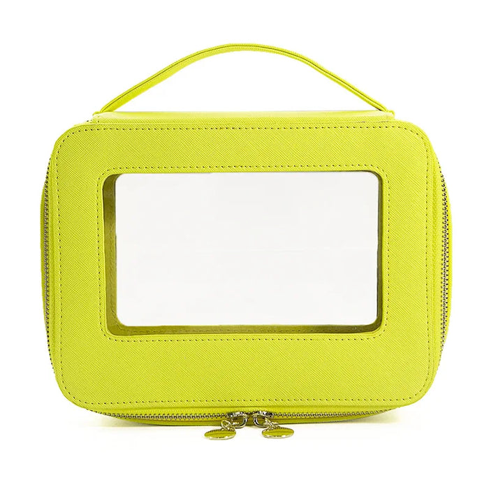 Customized Letters Transparent Makeup Bag Saffiano Portable Cosmetic Case