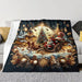 Santa sleigh Christmas blanket spread over a sofa