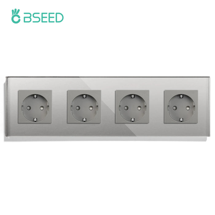 Bseed EU Standard 1/2/3Gang Light Touch Switches Home Wall Switches Gray Glass Sensor Switches Type-c USB Power Charge Sockets