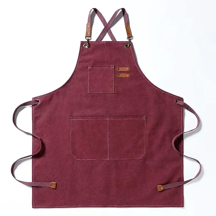New Fashion Canvas Kitchen Aprons For Woman Men Chef Work Apron For Grill Restaurant Bar Shop Cafes Beauty Nails Studios Uniform