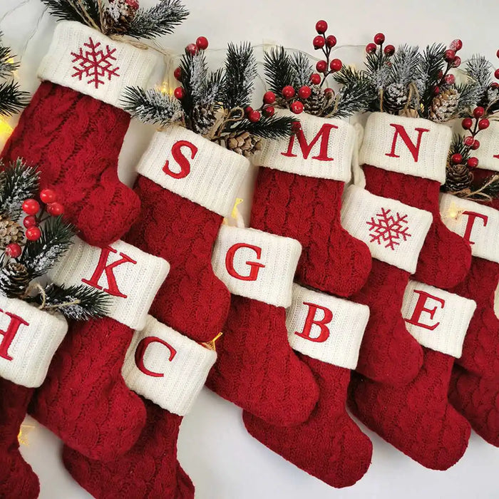 Christmas Alphabet Knitting Socks Christmas Tree Ornaments Christmas Decorations For Home 2025 Navidad Noel New Year 2026 Gifts