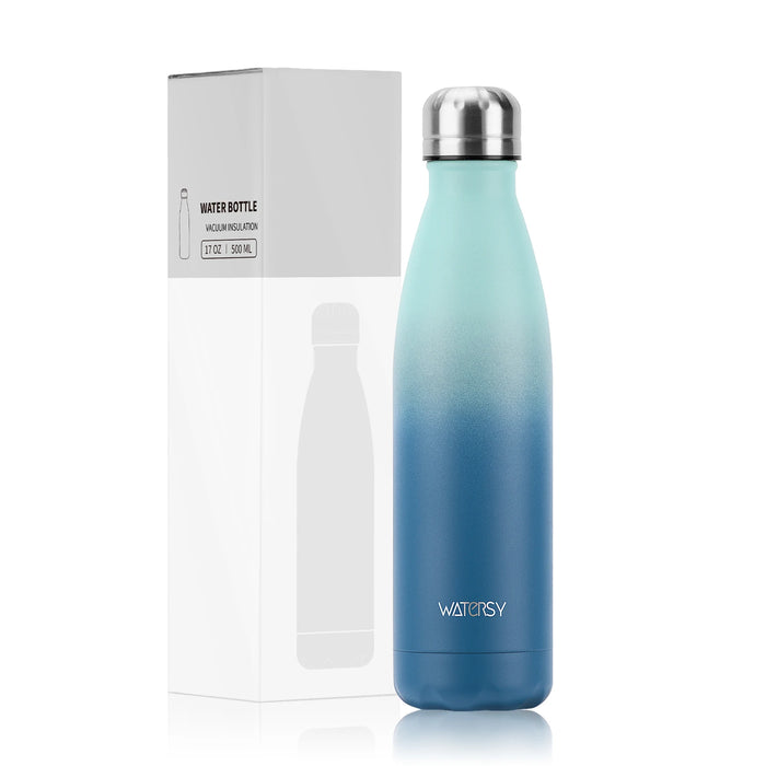 WATERSY 500ml Insulated Water Bottle, Stainless Steel Thermal Leakproof Flask, BPA-Free Double Walled Vacuum Bottle for Sports