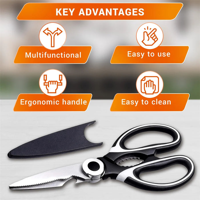 Smart Kitchen Shears with Cover Gadgets Utility Heavy Duty Stainless Steel Kitchen Scissors