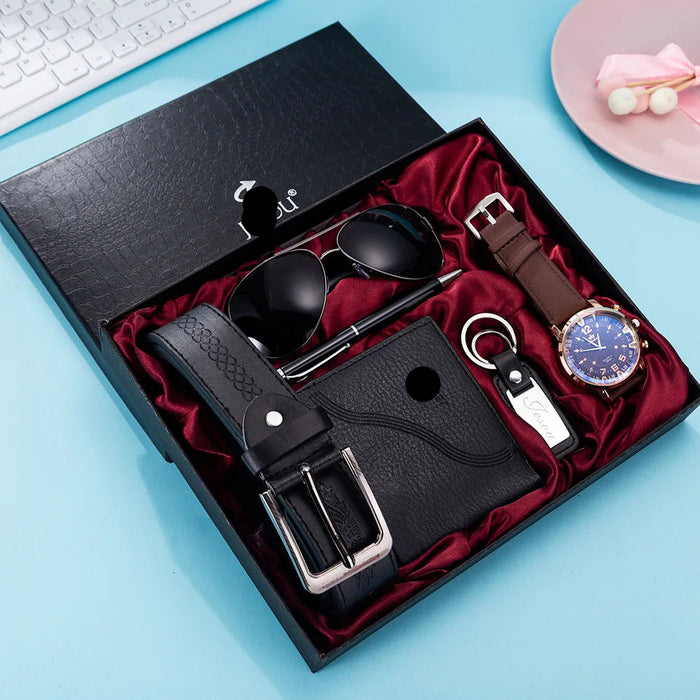 6Pcs/Set Fashion Mens Watches Set Gift Box Best Gifts Luxury for Men