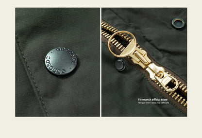 British Vintage Oil Wax Hunting Jacket Cargo Waterproof Trench Coat