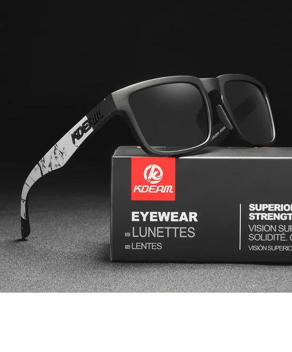KDEAM polarized square sunglasses, mirror black lenses (C30)