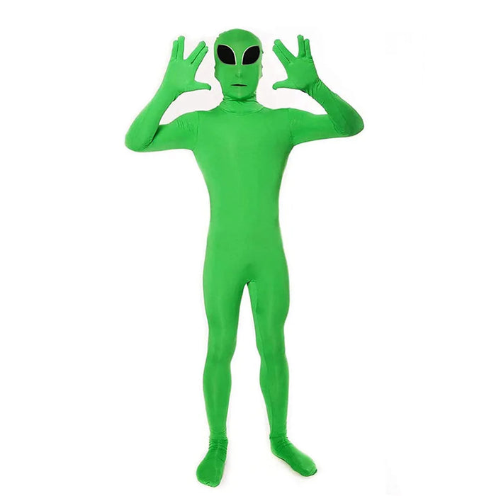 Kids Adult ET Alien Cosplay Costume Zentai Jumpsuits Green ET Alien Mascot Halloween Carnival Masquerade Bodysuit Suit