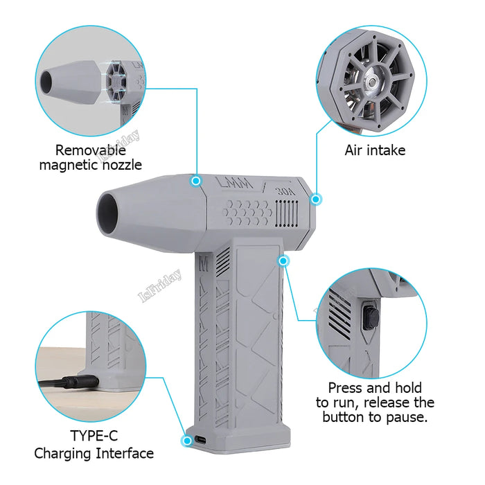 Electric Air Blower 130000RPM Powerful Snow Blower High-speed Dust Fan Mini Turbo Jet Fan Handheld Brushless Motor Car Dryer