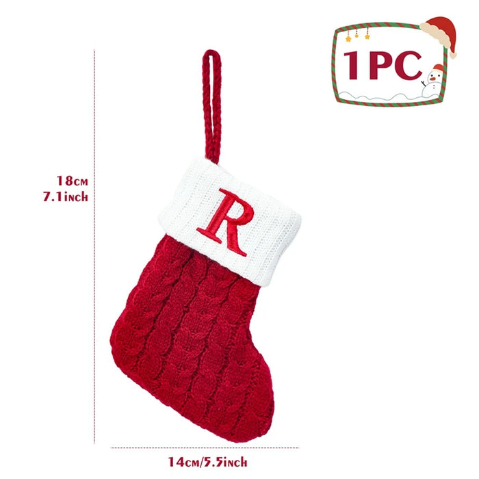 Christmas Alphabet Knitting Socks Christmas Tree Ornaments Christmas Decorations For Home 2025 Navidad Noel New Year 2026 Gifts