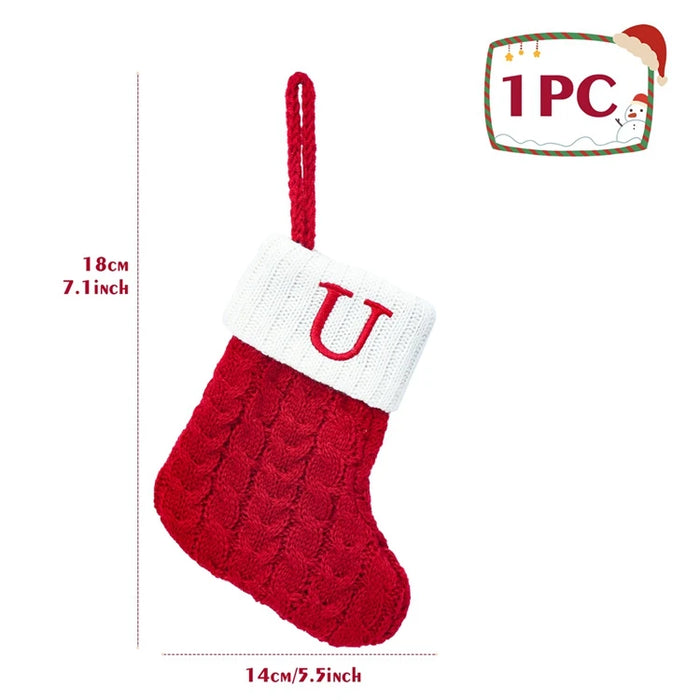 Christmas Alphabet Knitting Socks Christmas Tree Ornaments Christmas Decorations For Home 2025 Navidad Noel New Year 2026 Gifts