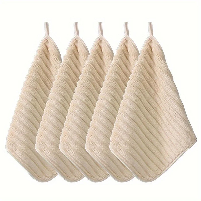 Set of 5 beige hand towels