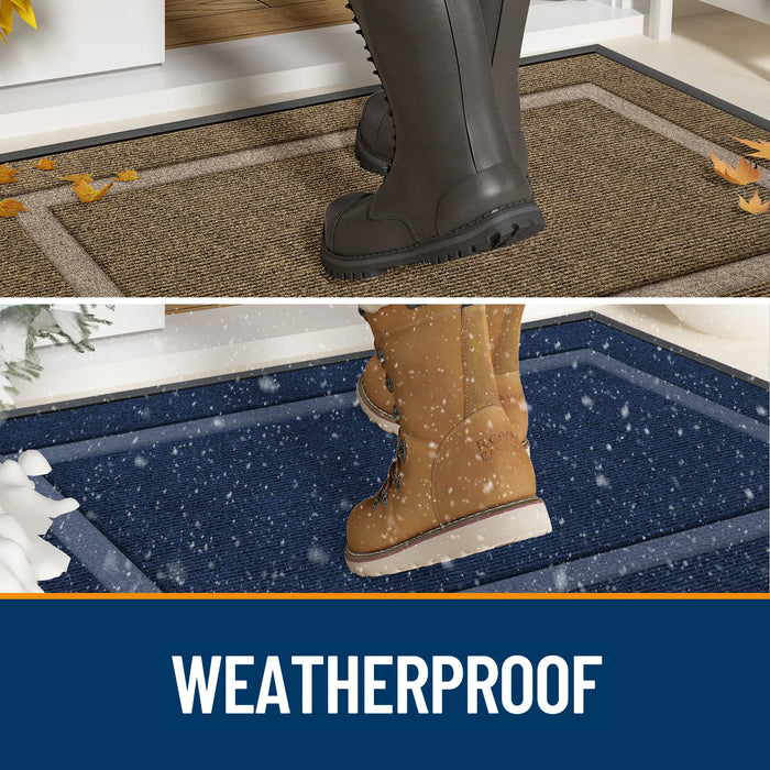 Front Door Mat Indoor Outdoor Entrance Waterproof Sturdy Natural Rubber Fade Resistant Easy Clean Patio Porch Door Mat
