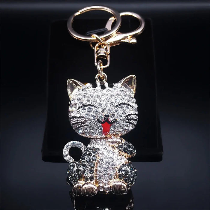 Cute Sweet Colorful Full Crystal Big Bear Key Chain Alloy Rhinestone Fashion Bag Accessories Keyring Jewelry Wholesale N9029
