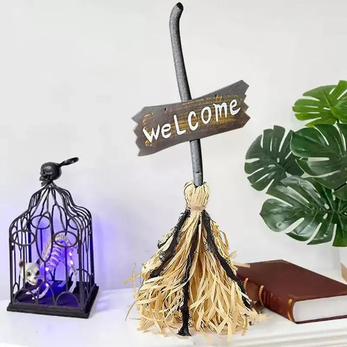 Magic Witch Broom Ornaments DIY LED Lit Sound For Halloween Haunted House Bar Party Motion Sensor Spooky Durable Decoration