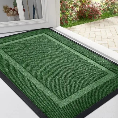 Front Door Mat Indoor Outdoor Entrance Waterproof Sturdy Natural Rubber Fade Resistant Easy Clean Patio Porch Door Mat