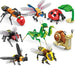 Eight insect building block models: ant, dragonfly, ladybug, fly, mantis, snail, firefly and bee