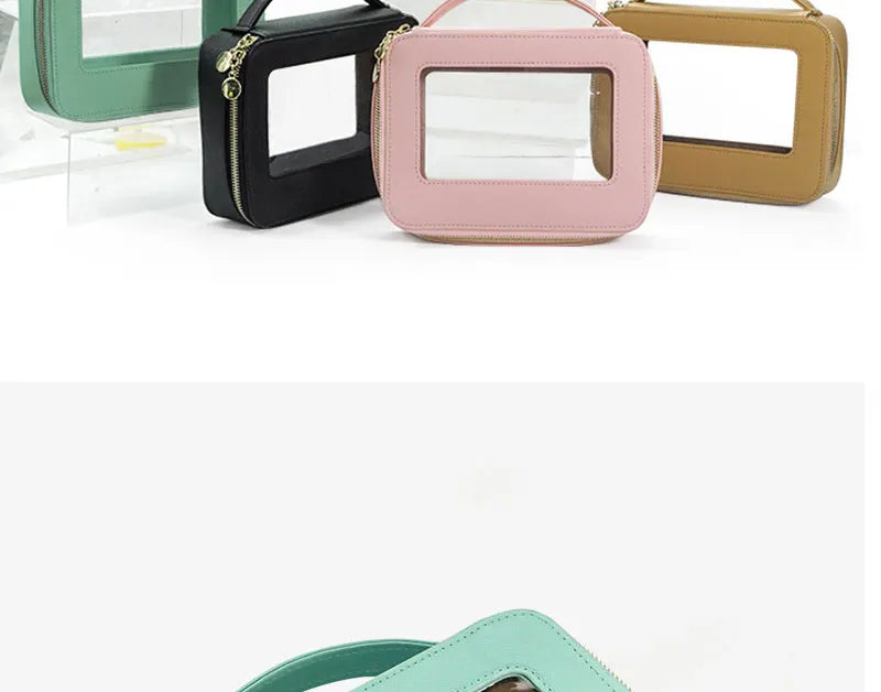 Customized Letters Transparent Makeup Bag Saffiano Portable Cosmetic Case