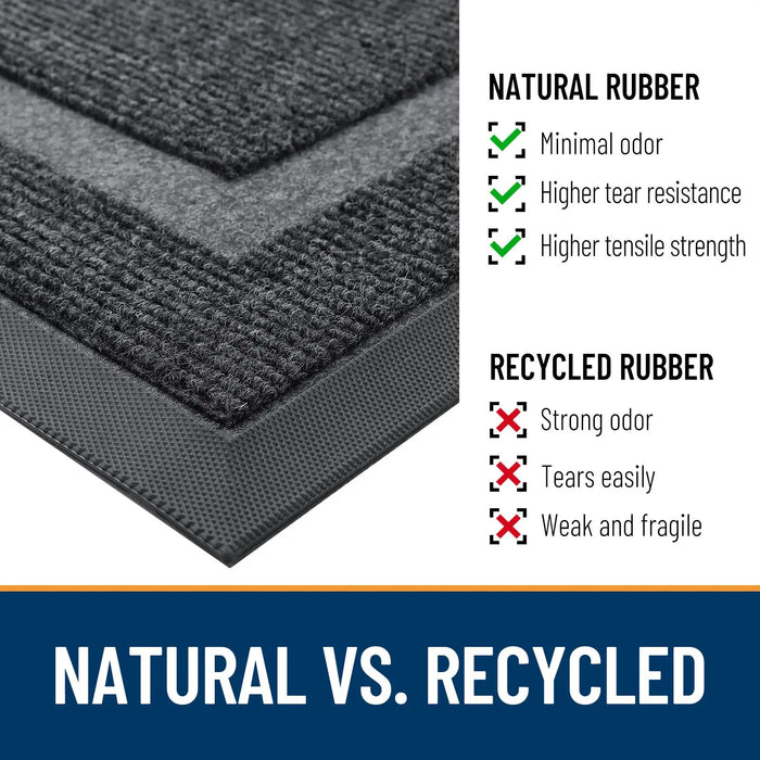 Front Door Mat Indoor Outdoor Entrance Waterproof Sturdy Natural Rubber Fade Resistant Easy Clean Patio Porch Door Mat