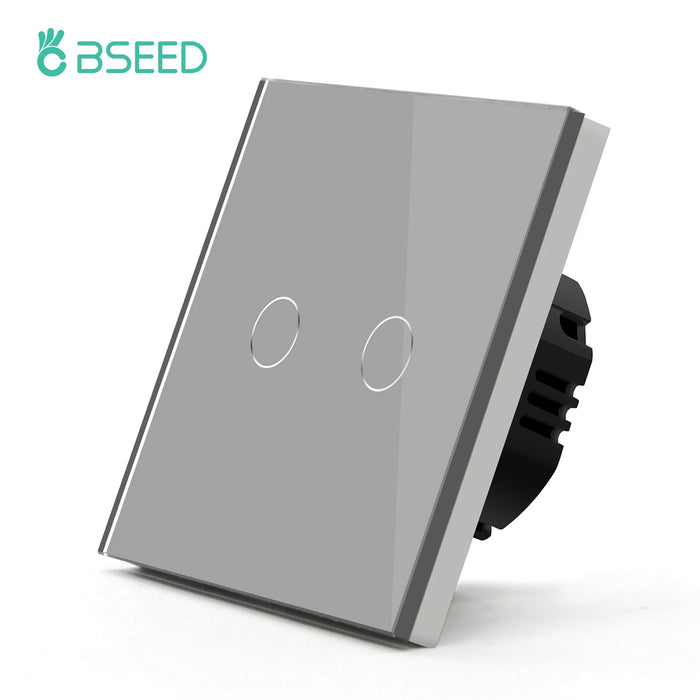 Bseed EU Standard 1/2/3Gang Light Touch Switches Home Wall Switches Gray Glass Sensor Switches Type-c USB Power Charge Sockets