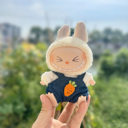 Mini Plush Doll'S Clothes Outfit Accessories For 17cm Korea Kpop Labubu I II Idol Dolls sit party overalls Clothing