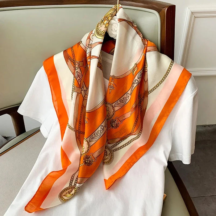 70cm Silk Square Scarf Women Satin Bandana Print Scarves Head Band Fashion Lady Hair Shawl Wrap Female Neckerchief Hijab